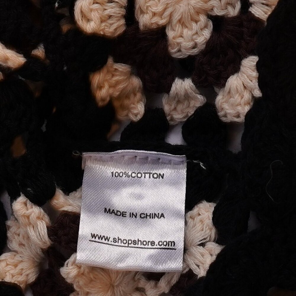Shore Brand Crochet Mini Dress Coverup Black Brown Cream - Size Small - NWT - Picture 7 of 9